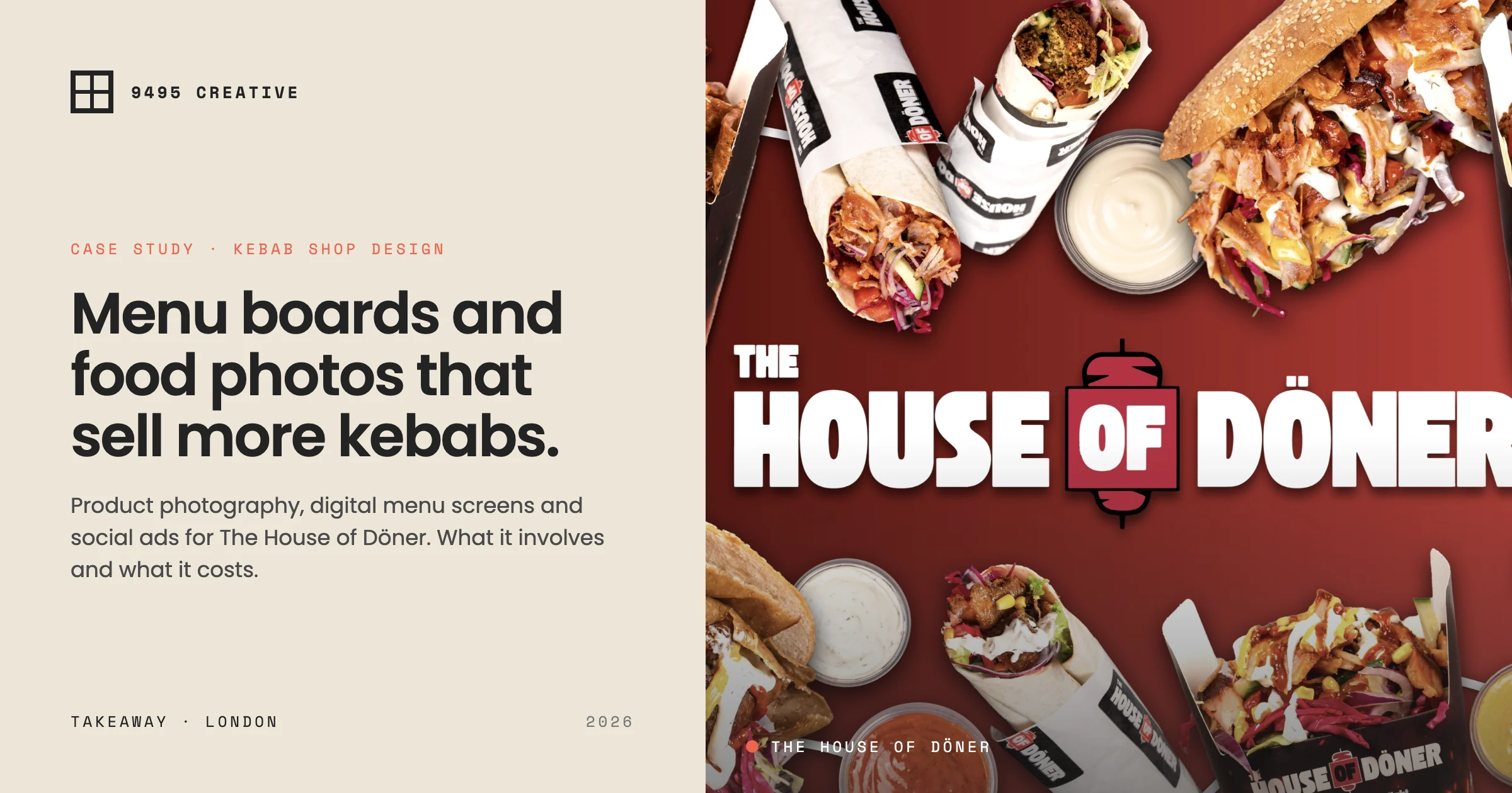 The House of Döner food photography and branding, kebab shop case study by 9495 Creative